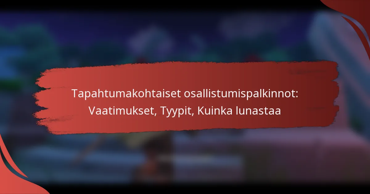 Tapahtumakohtaiset osallistumispalkinnot: Vaatimukset, Tyypit, Kuinka lunastaa