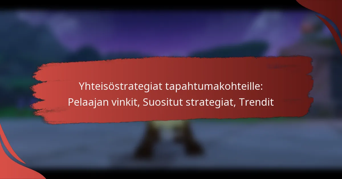 Yhteisöstrategiat tapahtumakohteille: Pelaajan vinkit, Suositut strategiat, Trendit