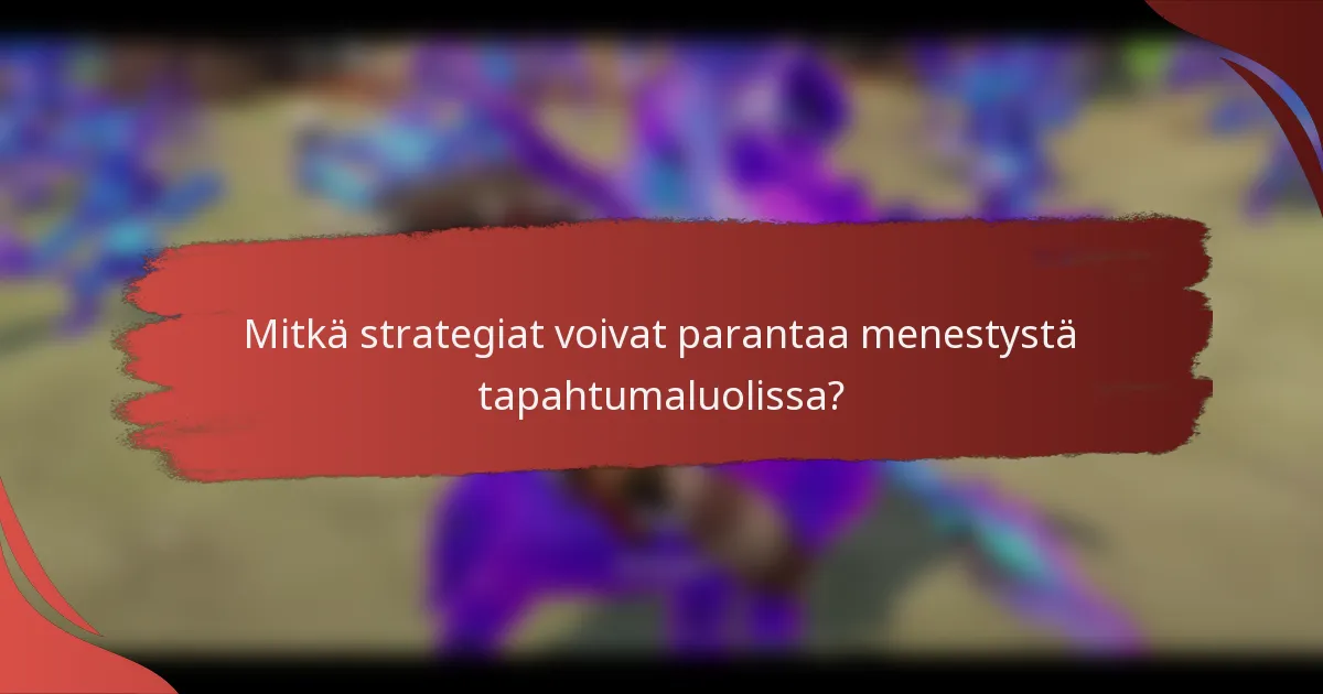 Mitkä strategiat voivat parantaa menestystä tapahtumaluolissa?